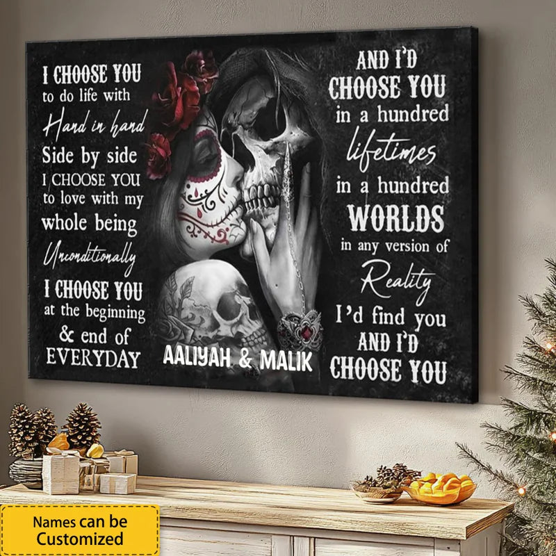 Personalized I Choose You Gothic Love Canvas