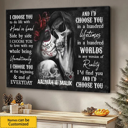 Personalized I Choose You Gothic Love Canvas