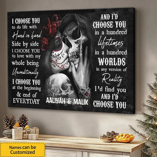 Personalized I Choose You Gothic Love Canvas