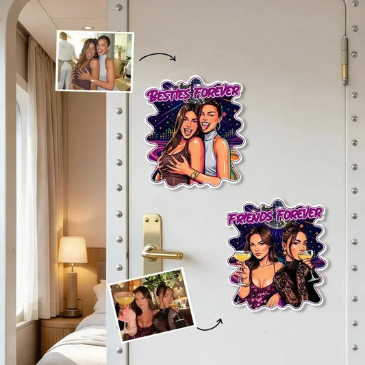 Personalized Besties Forever Cartoon Friends Acrylic Magnet