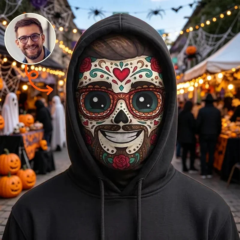 Custom Floral Sugar Skull Balaclava Hat