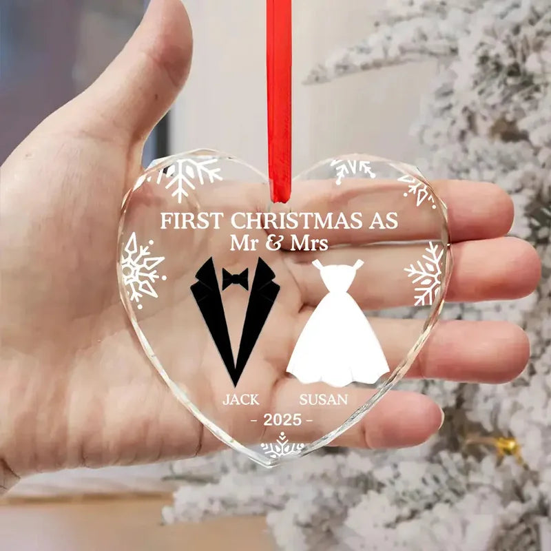Personalized First Christmas As Mr And Mrs Crystal Ornament