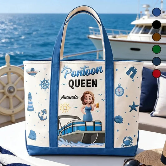 Custom Pontoon Queen Tote Bag