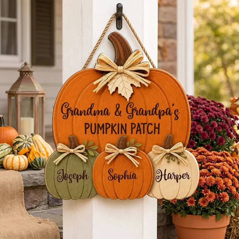 Personalized Grandma And Grandpa's Pumpkin Patch Wooden Sign