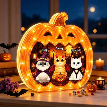 Custom Spooky Pumpkin Cats Light Box