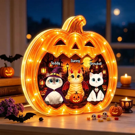 Custom Spooky Pumpkin Cats Light Box