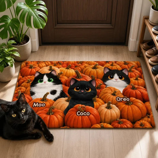 Custom Pumpkin Patch Cats Doormat