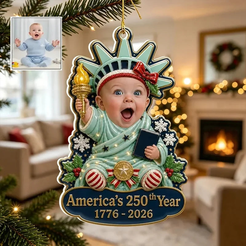 Custom Acrylic Ornament, Baby Holding a Torch as Ornament