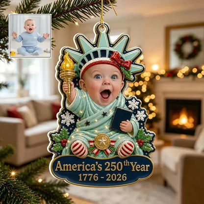 Custom Acrylic Ornament, Baby Holding a Torch as Ornament