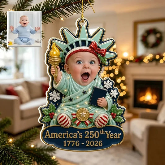 Custom Acrylic Ornament, Baby Holding a Torch as Ornament