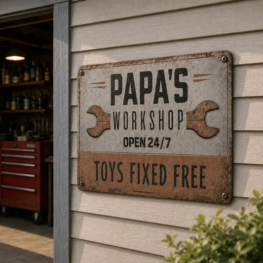 Personalized Papas Workshop Iron Sign