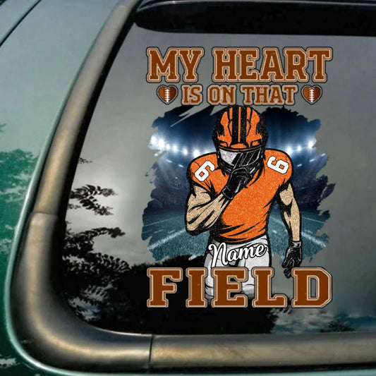 Custom Football Heart Car Decal