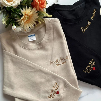 Personalized Embroidered EST Mom Sweatshirt - Custom Gift for Mom