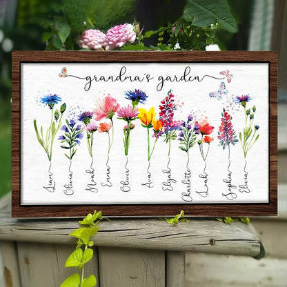 Personalized Garden Frame Sign With Names and Birth Flower For Mother's Day Gift