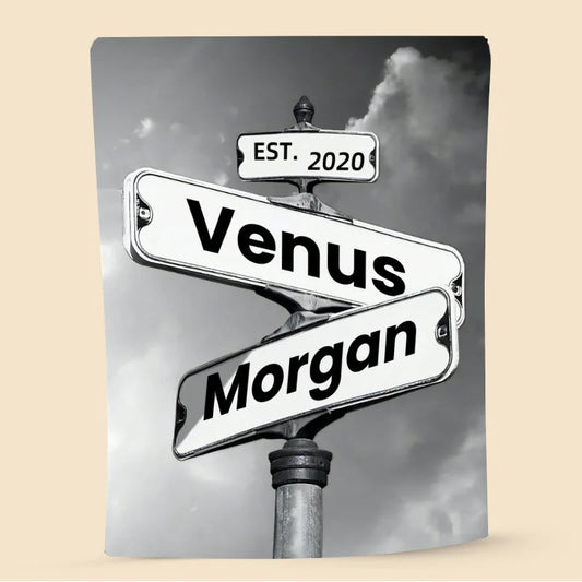 Custom Vintage Street Sign for couples Blanket