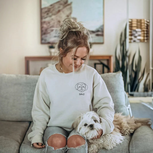 Individuell bestickter Kapuzenpullover mit Linienzeichnung (kaufen Sie 2 versandkostenfrei❤️) 