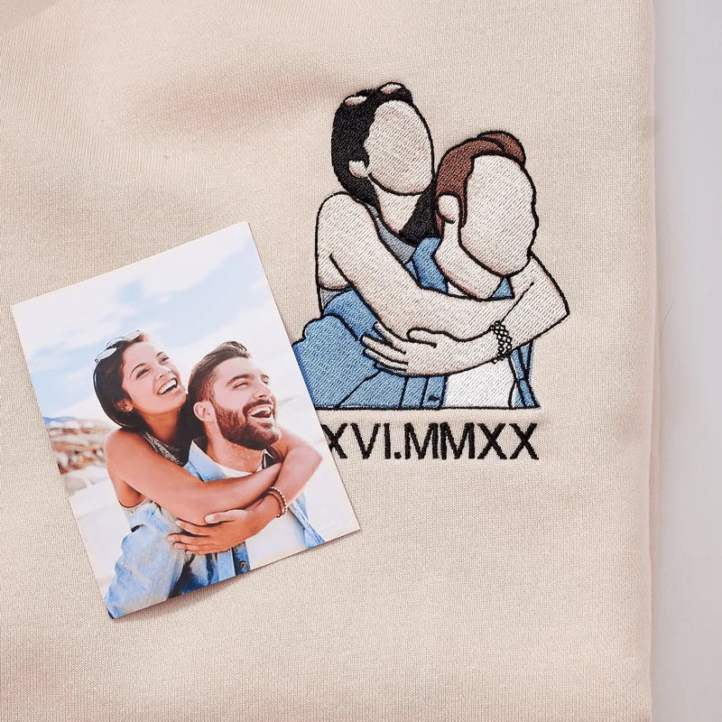 Personalisation Cartoon Roman Date Hoodie Embroidery