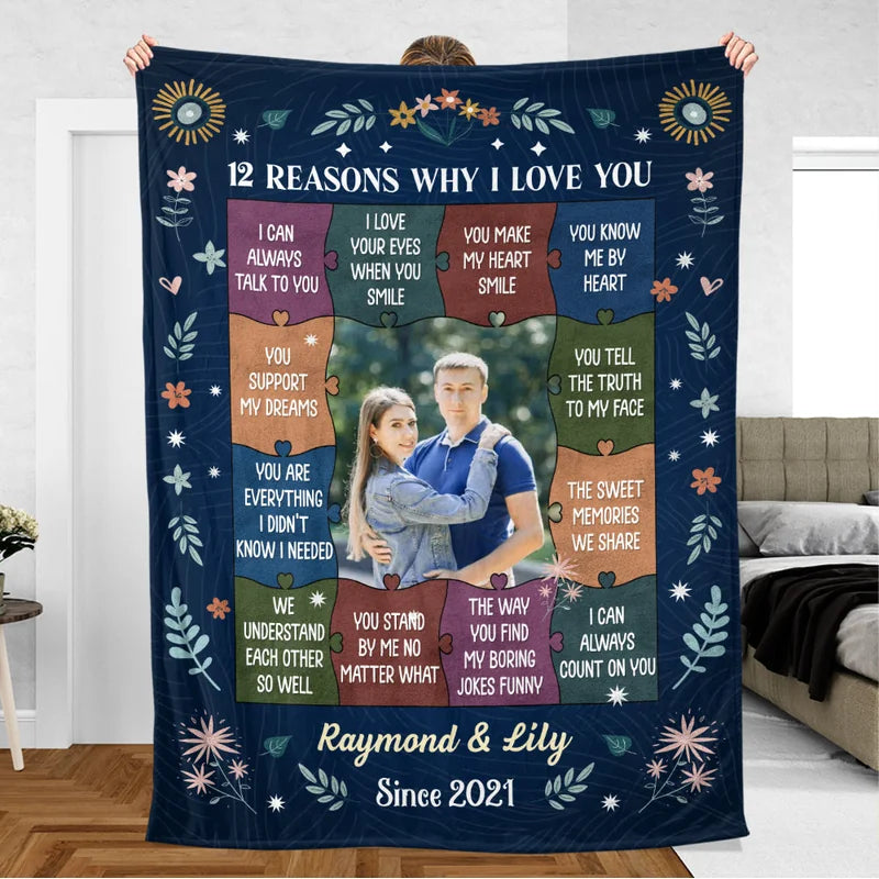 12 Reasons Why I Love You Custom Photo Blanket