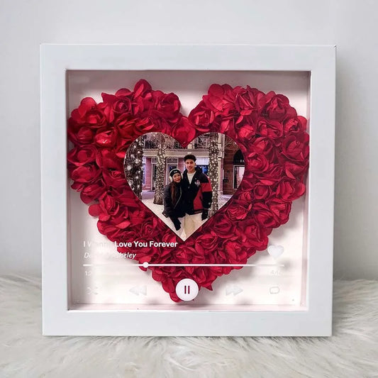 Custom Heart Flower Shadow Box with Photo