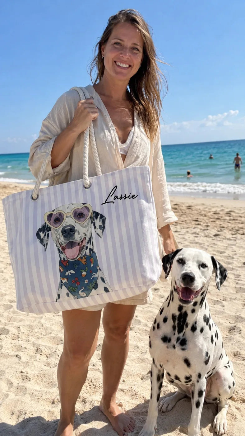 Customer carrying a personalized pet bag
