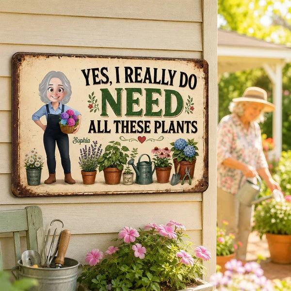 Personalized Gardening Girl Plant Lover Iron Sign