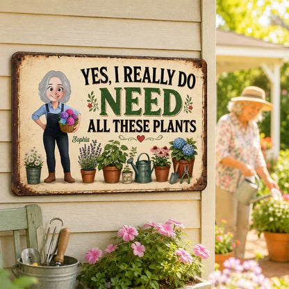 Personalized Gardening Girl Plant Lover Iron Sign