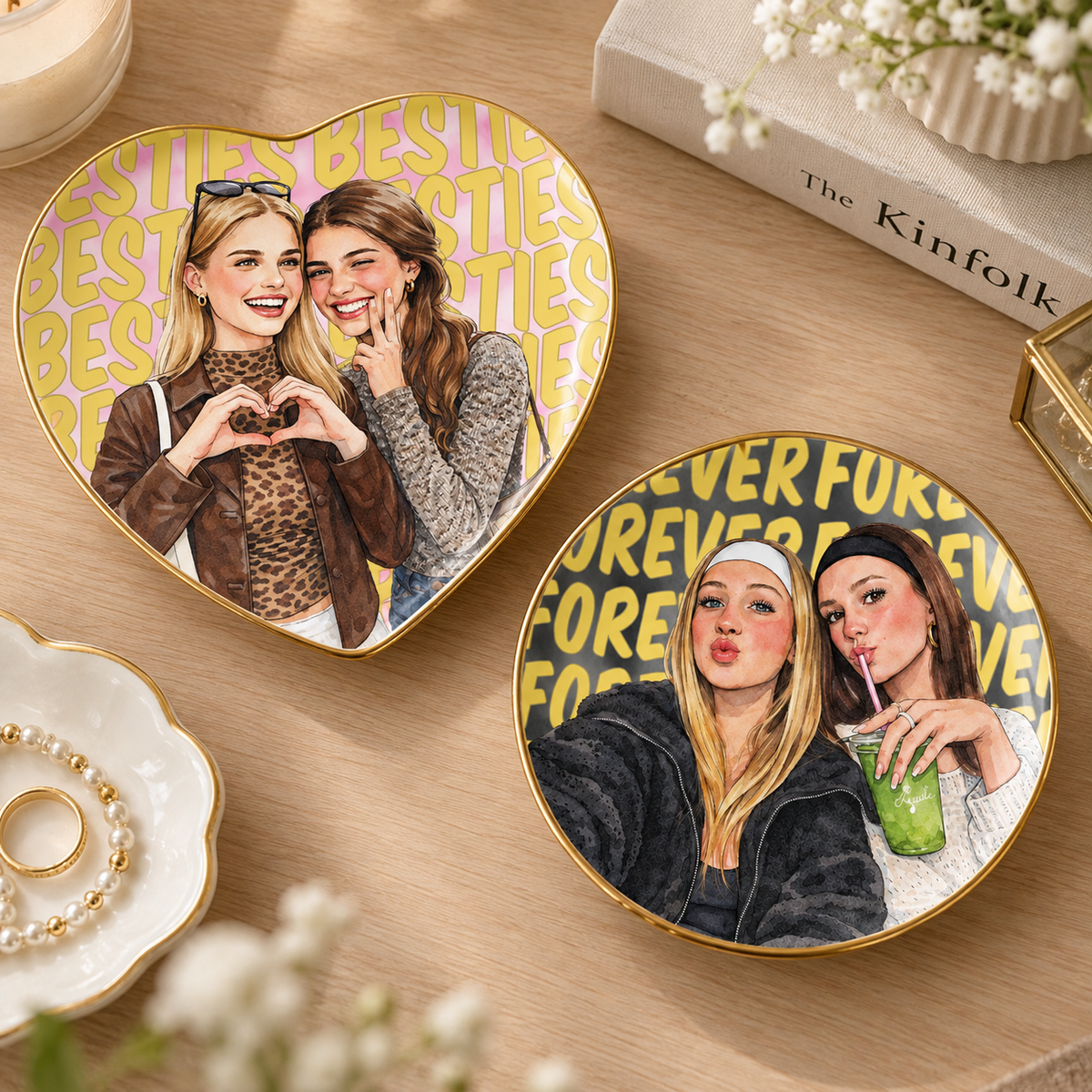 Turn Your Photo Into Watercolor Art - Best B*Tches Friendship Gifts - Personalized Jewelry Dish