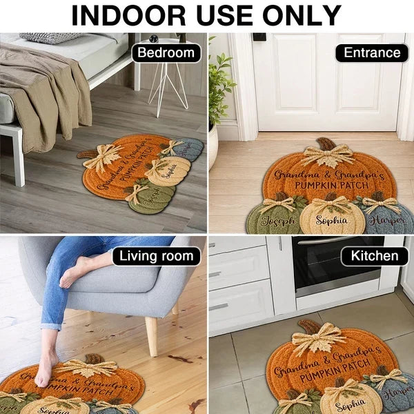 Shaped Doormat, Personalized Pumpkin Patch for Grandparents, Cozy Autumn Welcome, Creative Family Gift