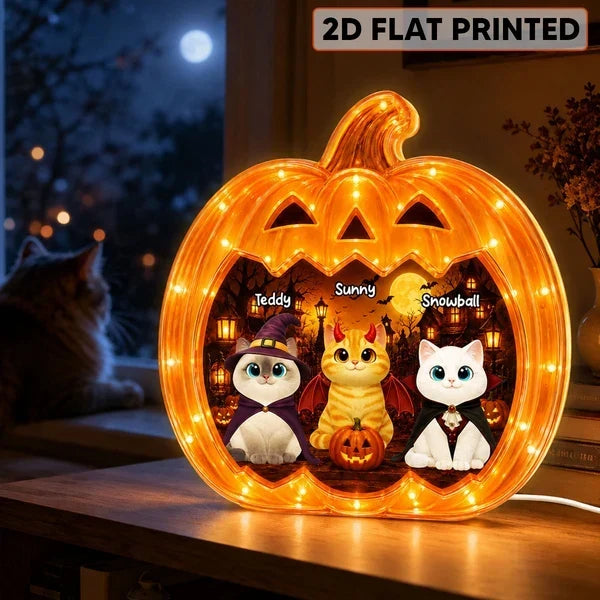 Custom Spooky Pumpkin Cats Light Box