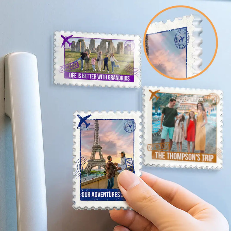 Personalized City Sightseeing Photo Stamp Magnet