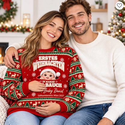 Baby’s First Christmas in Mommy’s Belly - Personalized Pregnancy Christmas Sweater