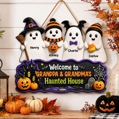 Personalized Standing Boo Kids Halloween Wooden Sign