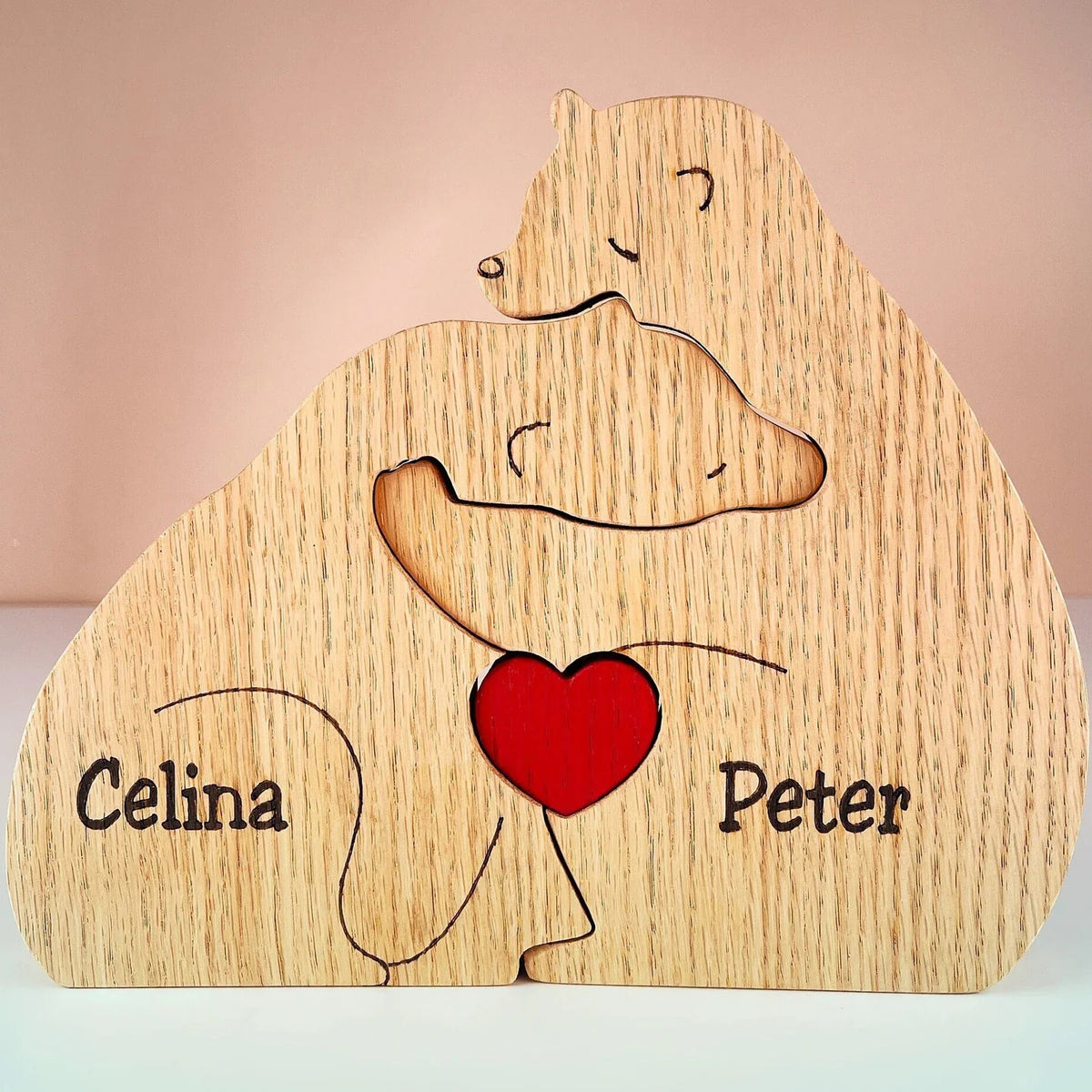 Handgefertigt – Familie – Bären-Familienpuzzle aus Holz – Tierschnitzereien aus Holz