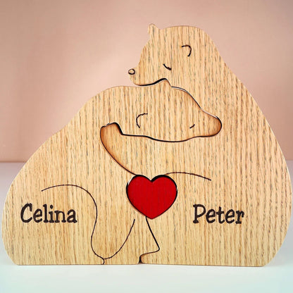 Handgefertigt – Familie – Bären-Familienpuzzle aus Holz – Tierschnitzereien aus Holz