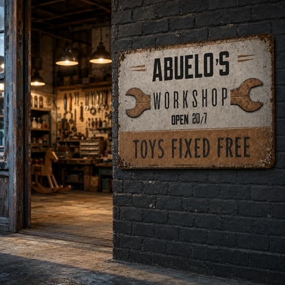 Personalized Papas Workshop Iron Sign