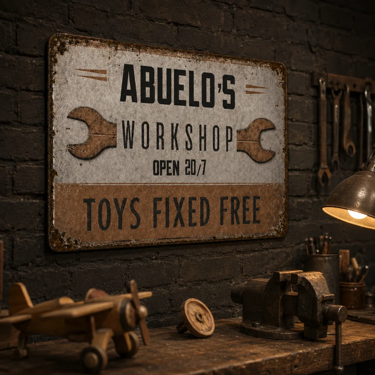 Personalized Papas Workshop Iron Sign
