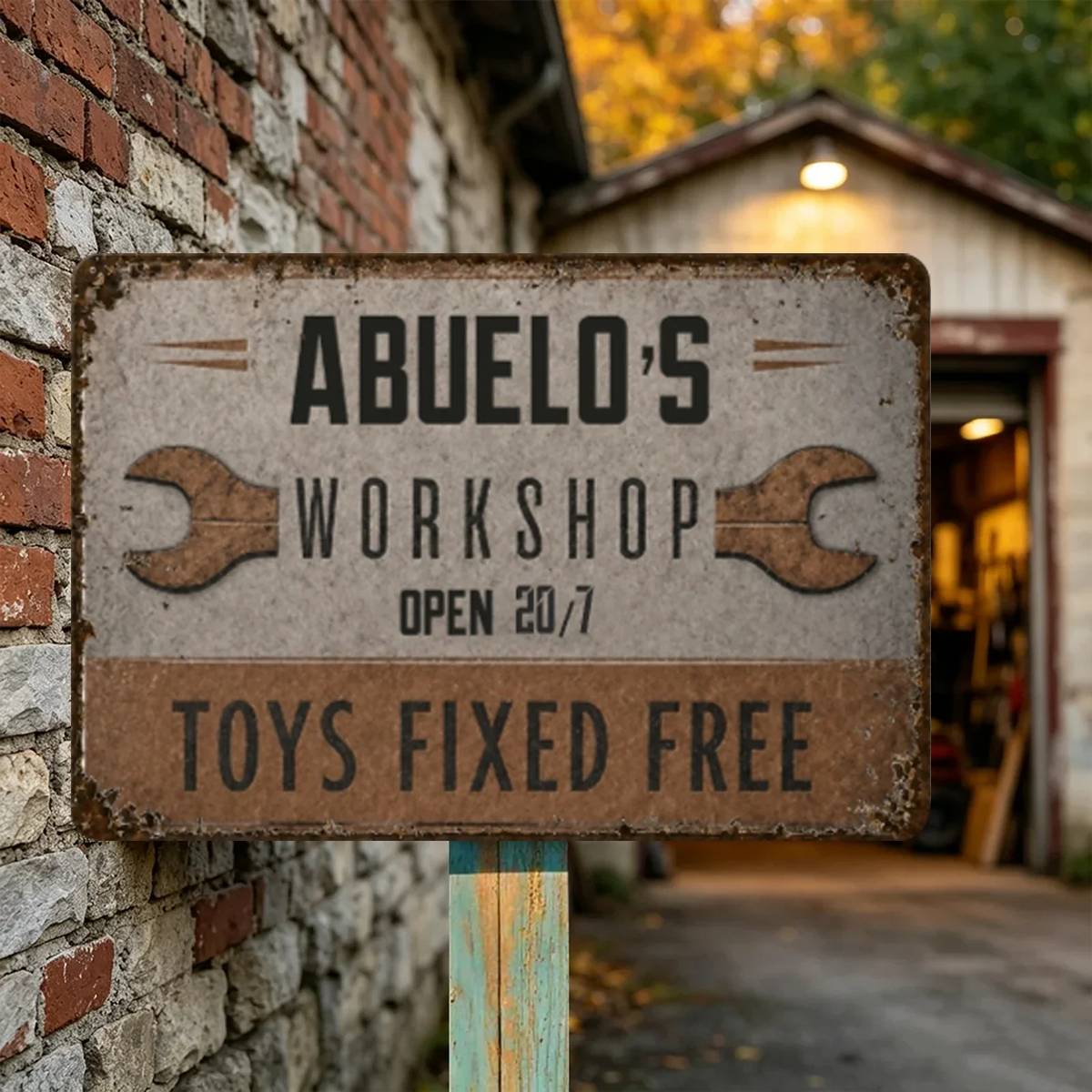 Personalized Papas Workshop Iron Sign