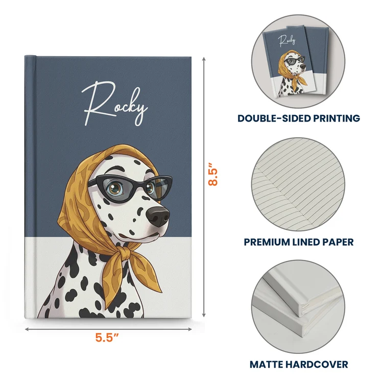 Custom Pet Portrait Cartoon Art Gift For Pet Lovers - Personalized Journal