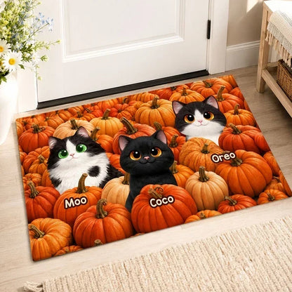 Custom Pumpkin Patch Cats Doormat
