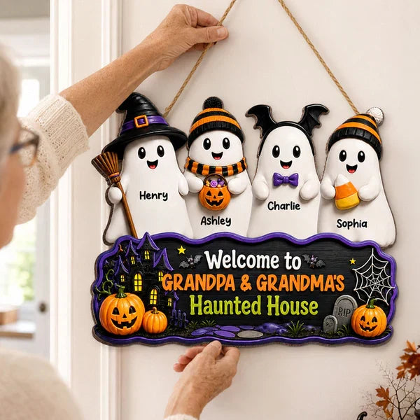 Personalized Standing Boo Kids Halloween Wooden Sign