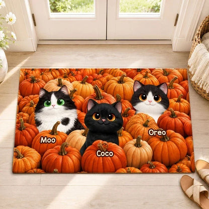 Custom Pumpkin Patch Cats Doormat