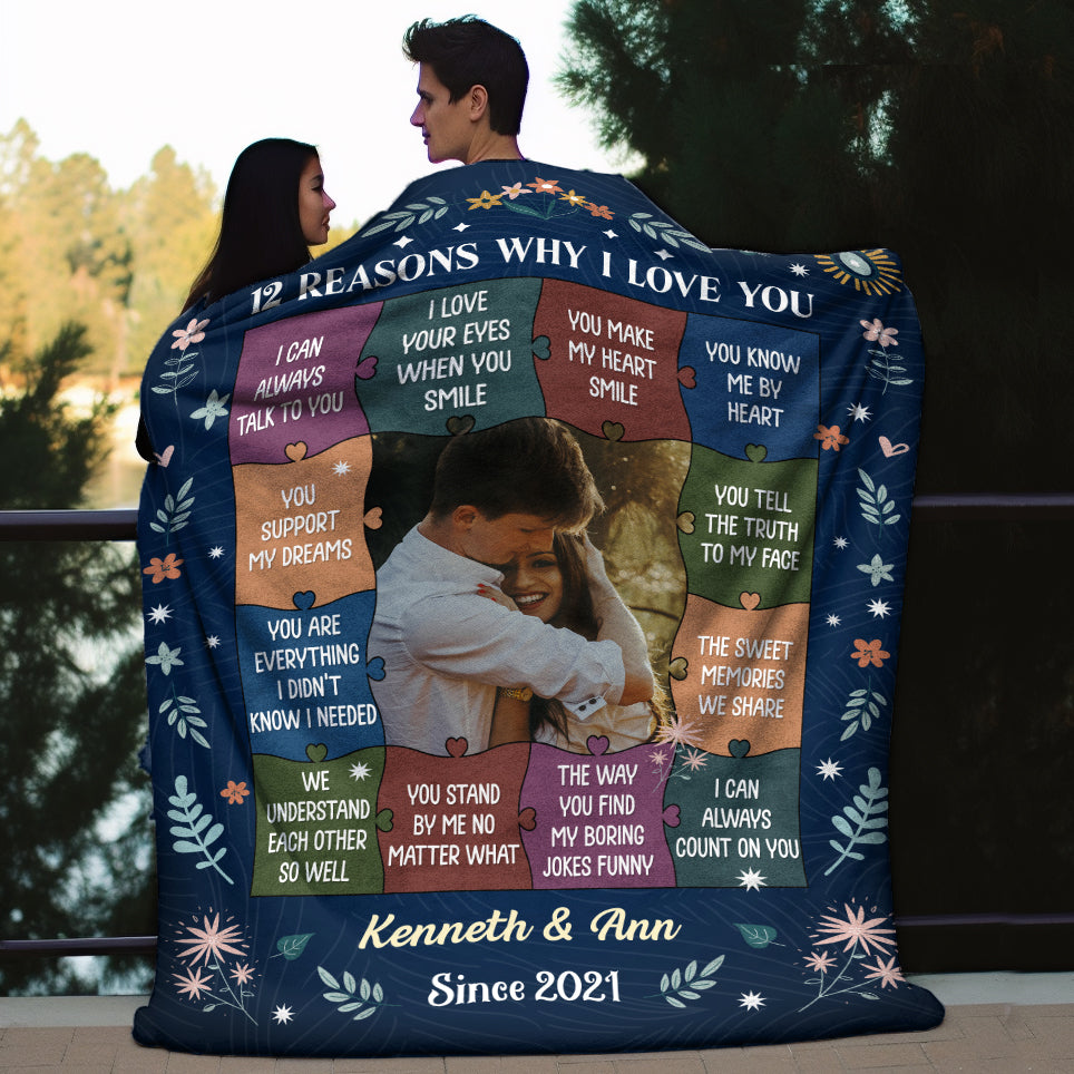 12 Reasons Why I Love You Custom Photo Blanket