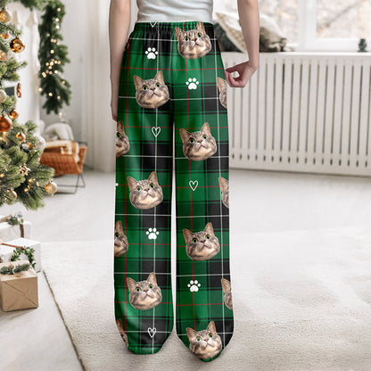 Personalized Pet Face Christmas Plaid Sweatpants