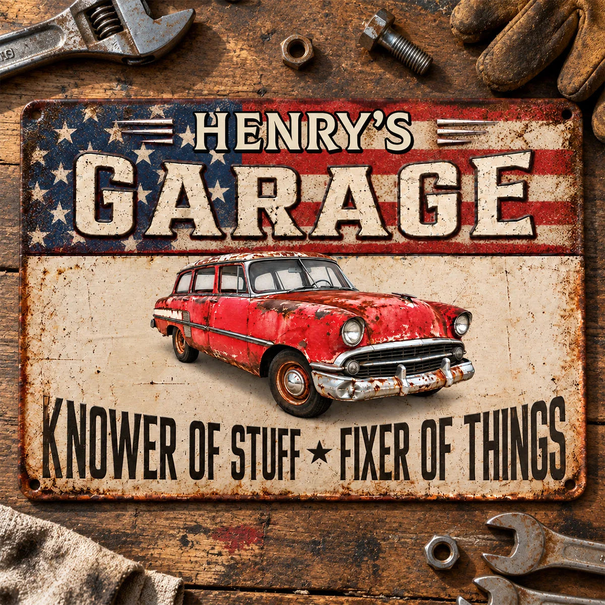 Personalized Knower of Stuff Garage Metal Sign