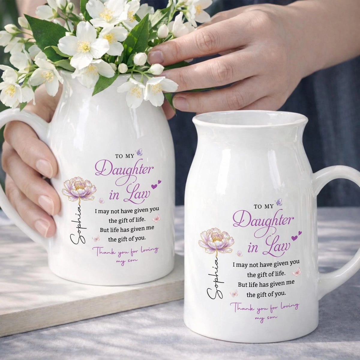 Personalized Daughter In Law Birth Flower Ceramic Vase