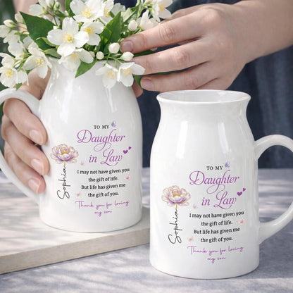 Personalized Daughter In Law Birth Flower Ceramic Vase