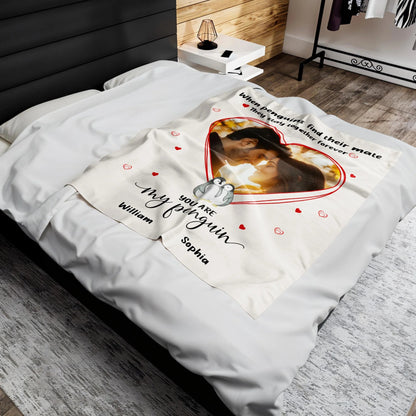 Personalized You Are My Penguin Romantic Couple Blanket