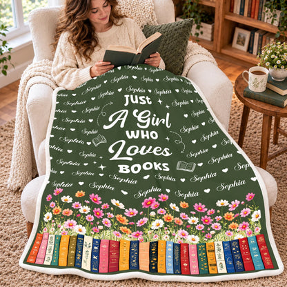 Personalized Book Lover Custom Name Birth Month Flower Blanket