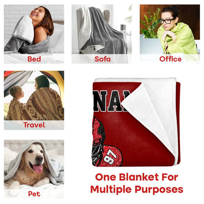 Personalized Football Blanket - Custom Player Name Number and Team Name Gift for Football Fans