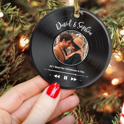 Personalized Custom Song Vinyl Record Ceramic Ornament